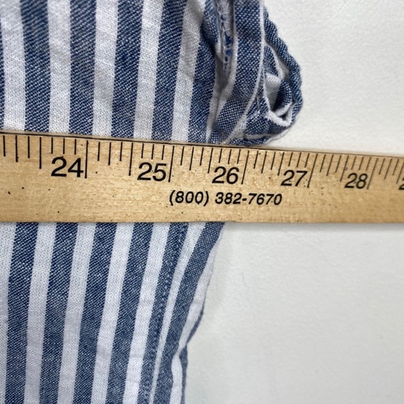 ORVIS Linen Top XXL Short Sleeve Stripe Button Up Coastal Beach Preppy Nautical - Picture 10 of 11